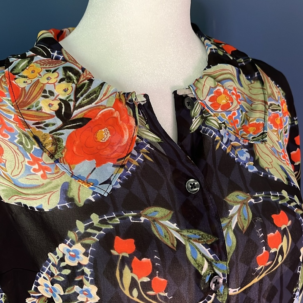 Cabi Small Sheer Colorful Tailored Button Down Lo… - image 4